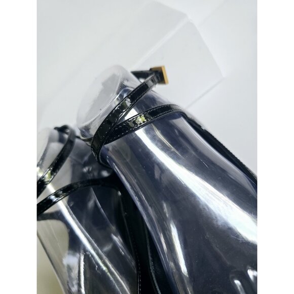 Massimo Dutti Patent Leather Black Ballet Flats Buckle Strappy Pointed Toe 39 8 - Picture 9 of 14